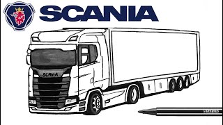 Easy Drawing Scania S500 Truck I Kolay Scania S500 Tır Çizimi I Tır Nasıl Çizili