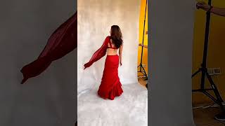 Beautiful Hot Pooja Hegde In Red Saree Looking Gorgeous