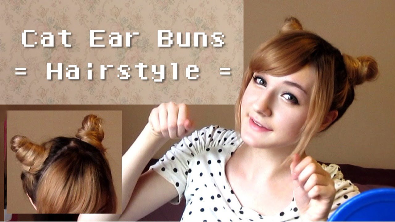Cute Cat Ear Buns Hairstyle - YouTube