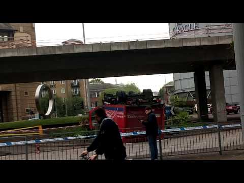 parcel force van accident... in Reading UK drive carefully auto vehicles fault bad and sad news