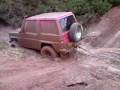 Daihatsu fourtrak stuck in deep mud hole, land rover 90 recovery