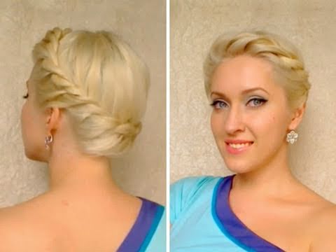 Wedding prom hairstyles for medium long hair Crown braid tutorial Summer greek goddess updo