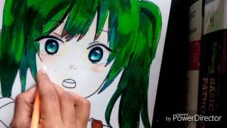 Simple Anime girl speed drawing pencil color