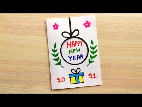 Happy New Year card 2021 | How to make New Year greeting card | Easy New Year card