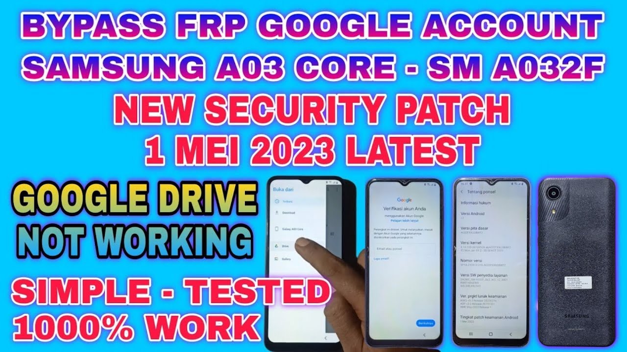 BYPASS FRP GOOGLE ACCOUNT SAMSUNG A03 CORE NEW SECURITY BYPASS FRP GOOGLE ACCOUNT SAMSUNG A03 CORE NEW SECURITY