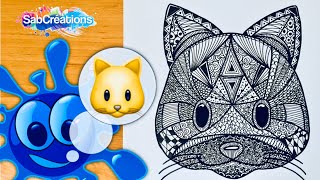 🐱 Comment dessiner un CHAT emoji zen art - Tuto Time lapse - Dessin méditatif - SABCREATIONS