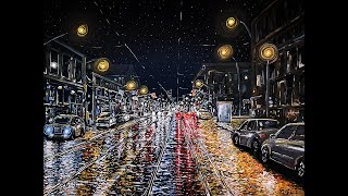 "Midnight CIty" An acrylic painting timelapse by Flooko