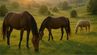 Beautiful Horses In Peaceful Meadows Relaxing Nature Video With Soothing Music