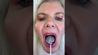 ASMR grape lollipop on a stick sucking sounds Mukbang #shorts #youtubeshorts ￼