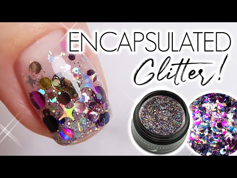 How To Encapsulate Chunky Glitter on Short Nails! | Hard Gel Watch Me Work - YouTube