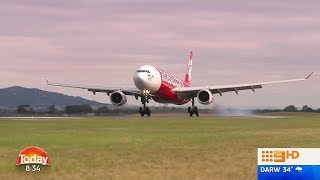 Inaugural Air Asia A330 Landing at Avalon International Airport