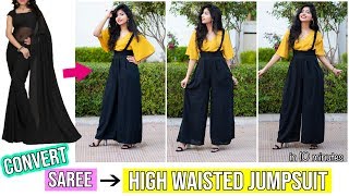 Convert Saree/Leftover Fabric Into High Waisted Jumpsuit in Just 10 minutes