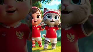 Little Dancer & Her Kitty In Indonesia Jerseys Too Cute
