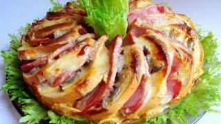 Пирог из батона с ветчиной и сыром Пирог из батона с ветчиной и сыром