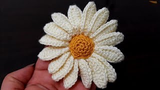 3d papatya nasıl yapılır knit flower making. #örgümodelleri #örgüsüsleme