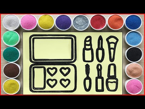 VẼ & TÔ MÀU TRANH CÁT ĐỒ TRANG ĐIỂM SON PHẤN, SƠN MÓNG TAY... Sand painting make up set (Chim Xinh)