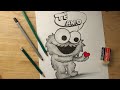 DIBUJANDO A UN TIERNO MONSTRUO COME GALLETAS - DIBUJOS DE AMOR