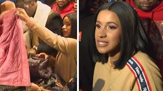 Cardi B Hands Out Free Winter Coats To Fans In Brooklyn Cardi B Hands Out Free Winter Coats To Fans In Brooklyn