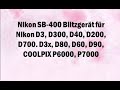 Nikon SB-400 Blitzgerät für Nikon D3, D300, D40, D200, D700. D3x