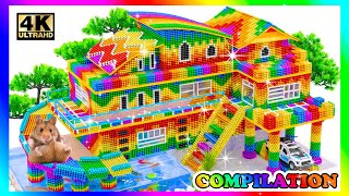 ASMR Video | Build Water Park House With Garage And Build Rainbow Magnetic City Hall