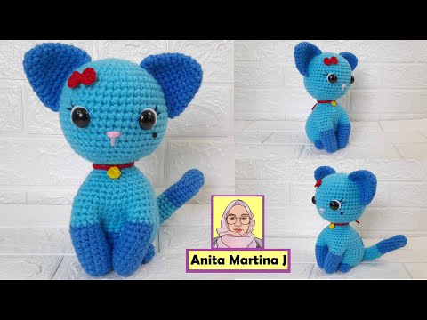 Punya Benang Biru, Aku Jadikan Amigurumi Kucing │ Sewing Pretty Cat Amigurumi│Tutorial Amigurumi