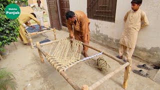 How To Make Charpai How To Make Rope Bed Charpai Banane Ka Tarika Charpai Making In Village