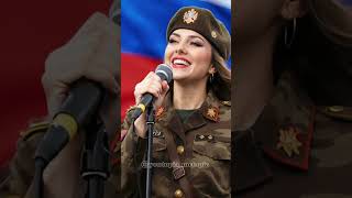 A Beautiful Russian Military Officer Sings Katyusha At The Ceremony