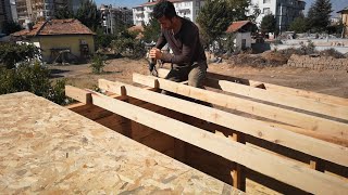 Building a wooden house for a workshop//Ahşap ev yapımı//Tiny house wood cabin (