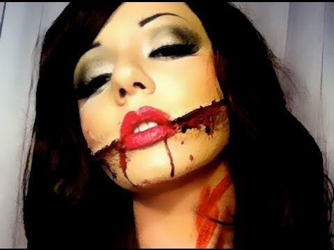 HALLOWEEN slashed mouth Chelsea Grin Makeup tutorial fx