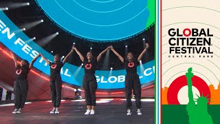 Nomzamo Mbatha Welcomes #Bloodsisters Step Dance | Global Citizen Festival 2023