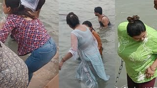 Ganga Snan गग सनन Kumbh Snan 2024 Haridwar Ganga Snan Raj Ghat Snan Part 9