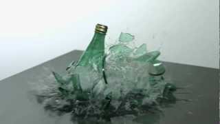Bottle Breaking Slow Motion HD a Green Glass Mineral Water Bottle Dropping  Shat