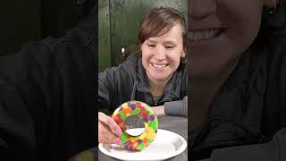 🍩🌈 Skittles Turned Into A Donut! The Sweetest Transformation! 😍 #Hydraulicpress #Satisfying #Crush