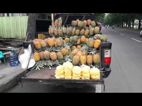 PEDAGANG BUAH NANAS JALAN NGUNBAN SURBAKTI MEDAN CUKUP RAME