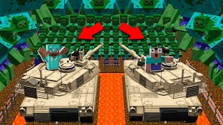 1000 Zombie Army Vs Castle Tank Battle Tank Protect In Minecraft Noob Vs Pro