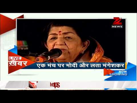 Narendra Modi shares stage with Lata Mangeshkar in Mumbai