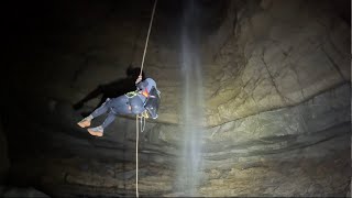 280 Foot Waterfall Rappel Deep Inside A  River Cave