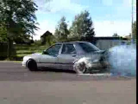 Ford sierra 20i holset turbo makes a crazy burnout with smoking wheels