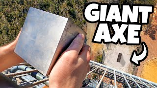 Tungsten Cube Vs. Giant Axe From 45M!
