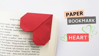 Kağıttan Kolay Kitap Ayracı Yapımı - Origami Kalp Kitap Ayracı