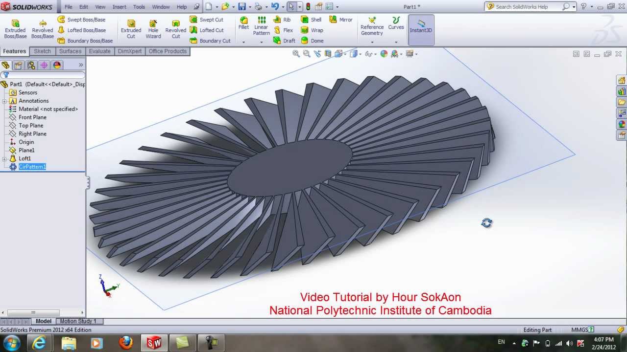 Modeling Turbine Fan in SolidWorks YouTube