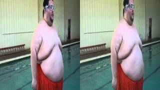3D - Fat Man Jumping in Pool
