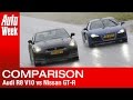 Audi R8 V10 vs Nissan GT-R (english subtitled)