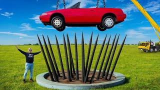 Car Vs. Giant Spike Trap From 150Ft