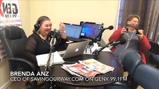 Brenda Anz live on air on GenX 99.1 with Bibliotech South Managers!