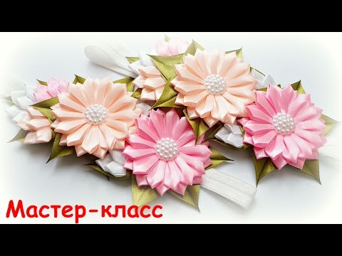 Канзаши мастер класс цветок из узких лент Канзаши мастер класс цветок из узких лент