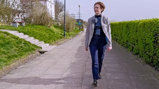 Sunny Walk In Clic Suit Over Latex Catsuit