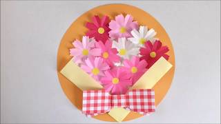 【折り紙】コスモスのブーケのリース Cosmos bouquet Wreath