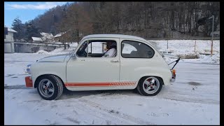 Fiat 600 Abarth Winter Fun In Parking Lot