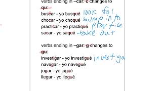 Sp 3A preterite car, gar, zar